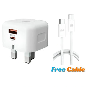 Brand New and Refurbished 30W Dual port USB-A and type-C charger plus type-A to C cable