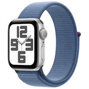 Brand New and Refurbished Apple watch se 2nd generation GPS silver aluminium case winter blue textile solo loop