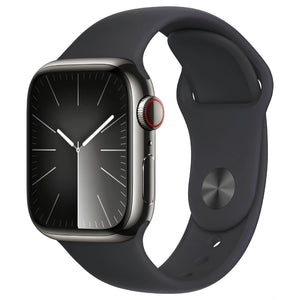Brand New and refurbished Apple Watch series 9 Cellular black stainless steel case black sport band