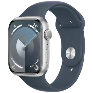 Brand New and refurbished Apple Watch series 9 GPS Silver Aluminum case blue sport band