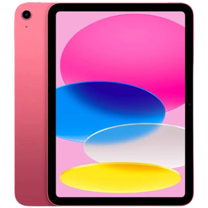Apple iPad 10 Wi-Fi in Pink, featuring the vibrant pink metallic back with the rear camera on top