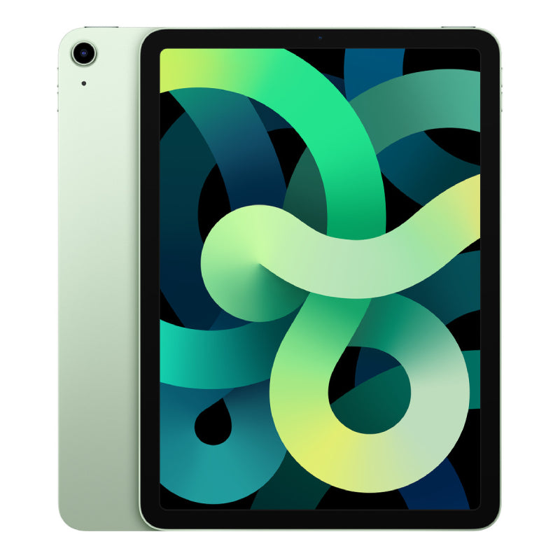 Apple iPad Air 4 Wi-Fi in Green, showcasing the front display and fresh green back with a rear camera