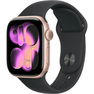 Refurbished Apple Watch Series 11 Rose Gold Aluminium Case Black Sport Band