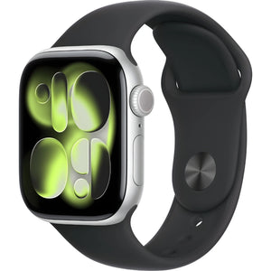 Refurbished Apple Watch Series 11 Silver Aluminium Case Black Sport Band