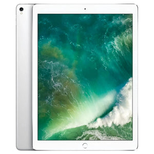 Apple iPad Pro 2nd Gen 12.9-inch wifi model in silver color showcasing its vibrant display, sleek back design, and single camera