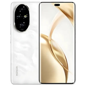 Honor 200 Pro in moonlight white color showcasing its stunning OLED display on the front and triple-camera module on the back