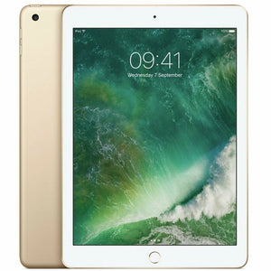 The Gold iPad 5th generation 9.7-inch Wi-Fi model presents a colorful front display and a stylish back design with a rear camera
