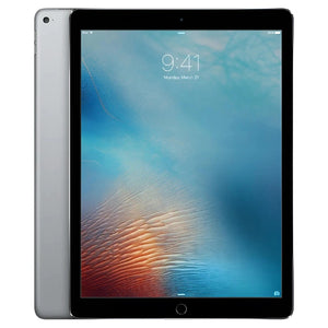 Apple iPad Pro 1st gen 12.9-inch Cellular in Space Gray, showcasing the front display and sleek dark gray back with a rear camera