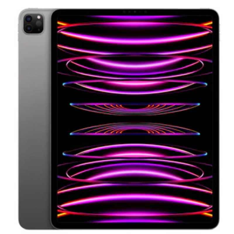 Apple iPad Pro 6th gen 11-inch M2 wifi in Space Gray, featuring the front display and sleek dark gray back with dual rear cameras