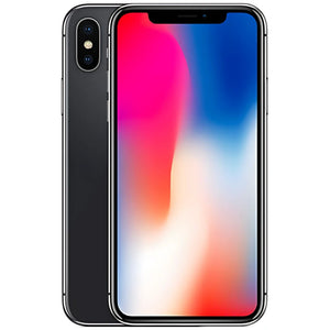 Space Gray iPhone X displaying the edge-to-edge Super Retina OLED display on the front, while the back reveals a sophisticated glass finish with dual 12MP cameras arranged vertically