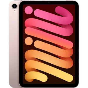 Pink iPad mini 6 cellular model highlighting its colorful screen, with a soft pink back and a rear camera