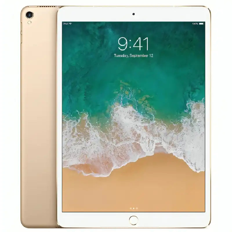 2017 Apple iPad Pro 10.5-inch in gold color, showing sleek design with Retina display