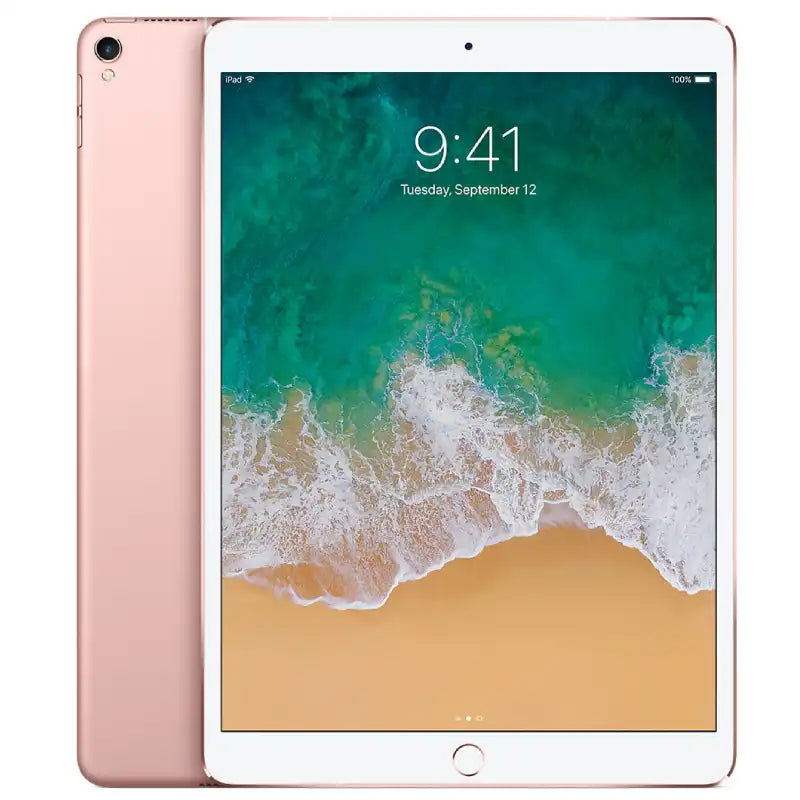 2017 Apple iPad Pro 10.5-inch in rose gold color, showing sleek design with Retina display