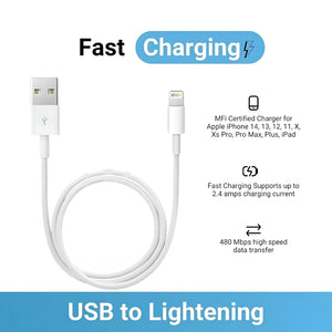 Brand New and Refurbished 15W USB-A to lightning charging cable