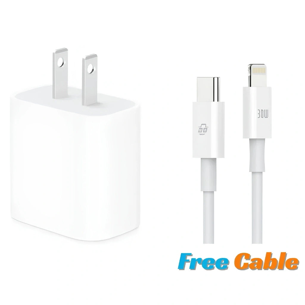 Brand New and refurbished 20W Apple Original type-C power adapter 2 pin plug with USB-C to lightning cable
