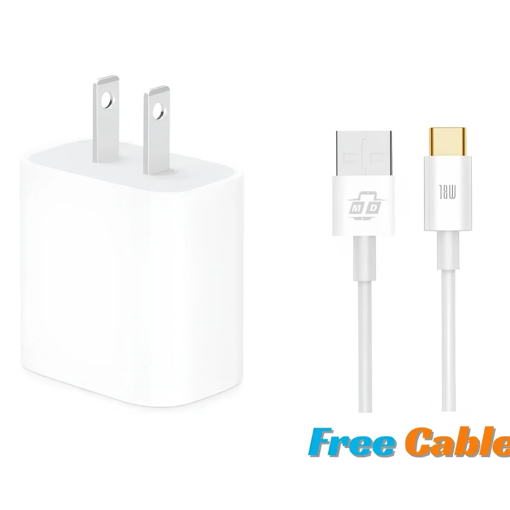 Brand New and refurbished 20W Apple Original type-C power adapter 2 pin plug with USB-A to C cable