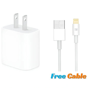 Brand New and refurbished 20W Apple Original type-C power adapter 2 pin plug with USB-A to lightning cable