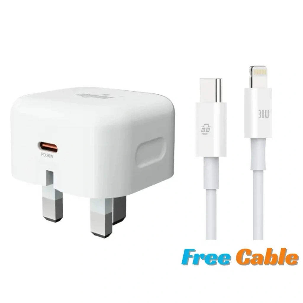 20W PD charging plug foldable plug type-C with charging cable USBC to lightning