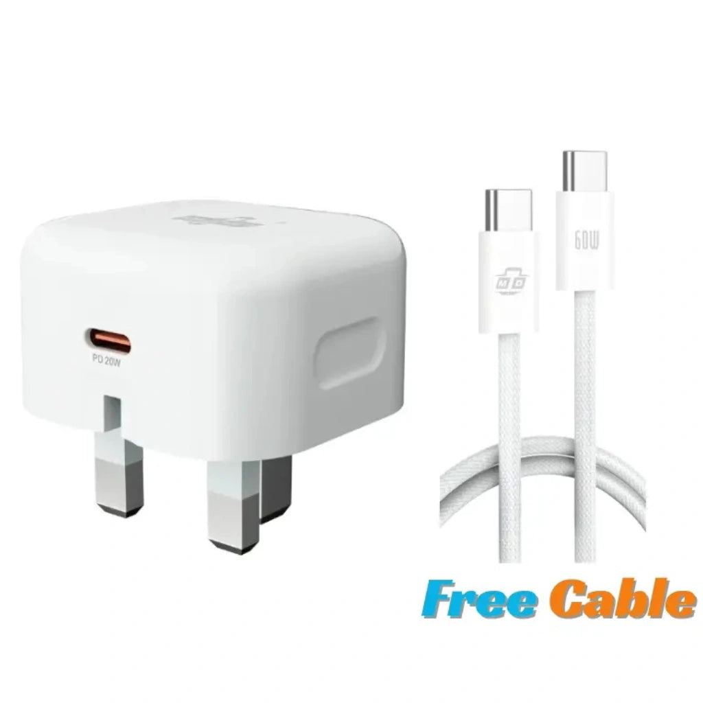 20W PD charging plug foldable plug type-C with charging cable USBC to C