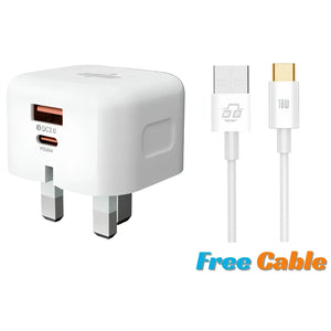 Brand New and Refurbished 30W Dual port USB-A and type-C charger plus USB-A to C cable