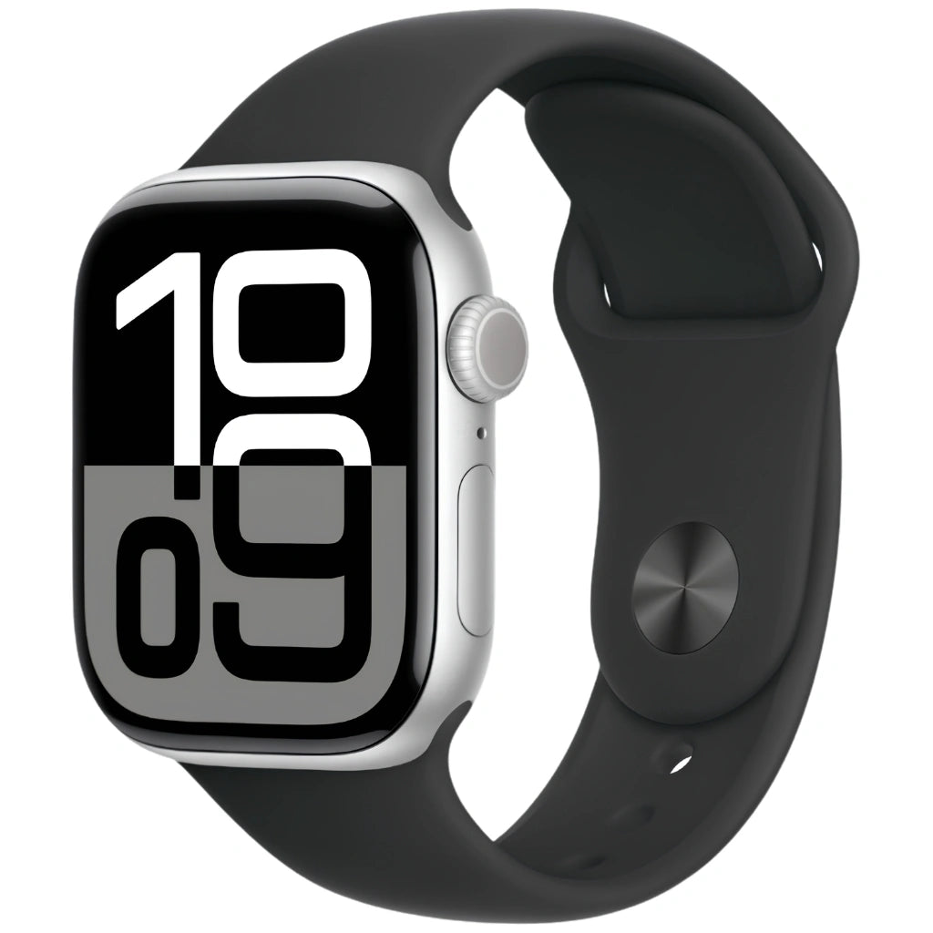 Brand new and refurbished Apple watch series 10 GPS Silver aluminium case black sport band