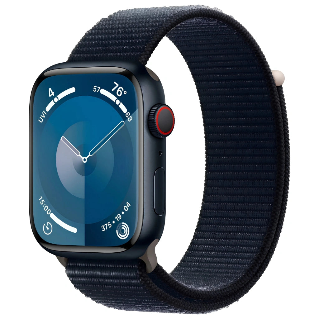 Brand New and refurbished Apple Watch series 9 Cellular black aluminium case black textile solo loop