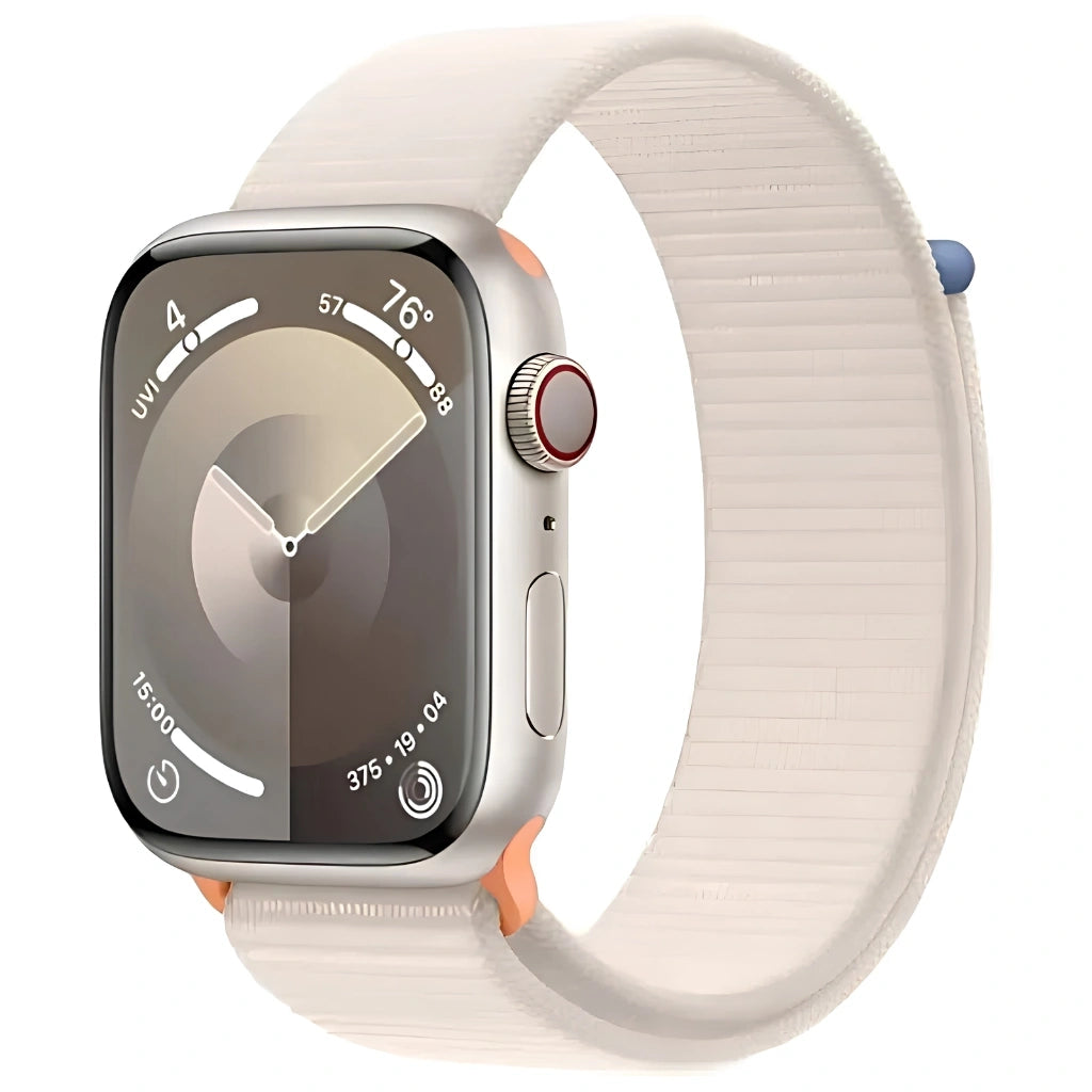 Brand New and refurbished Apple Watch series 9 Cellular starlight aluminium case starlight textile solo loop