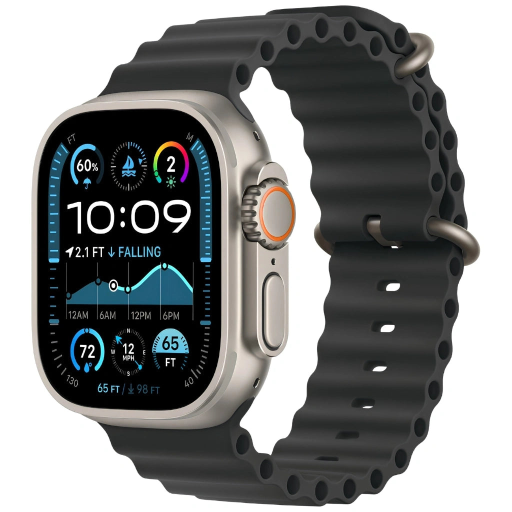 Refurbished Apple Watch Ultra 2 Natural Titanium Case Black Ocean Band