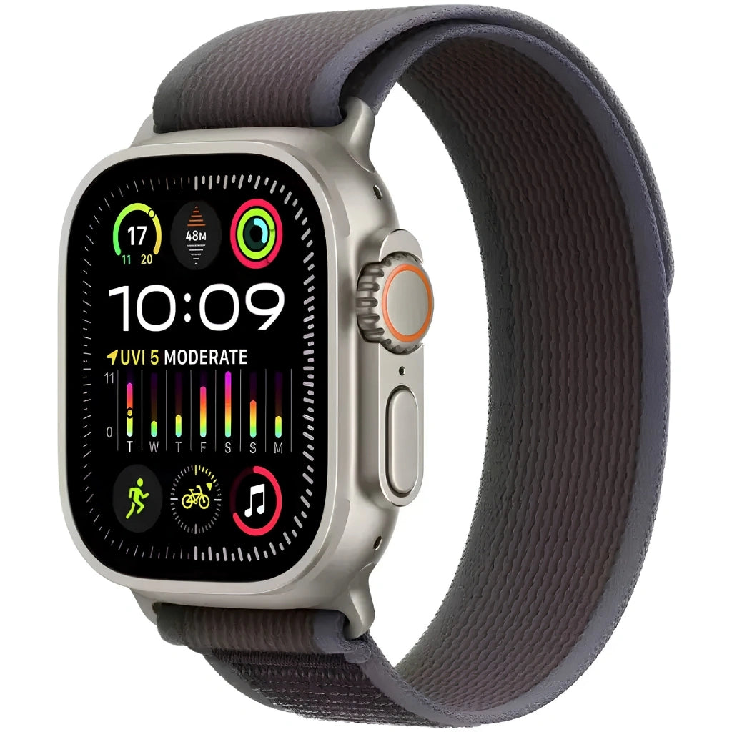 Refurbished Apple Watch Ultra 2 Natural Titanium Case Blue Black Trail Loop