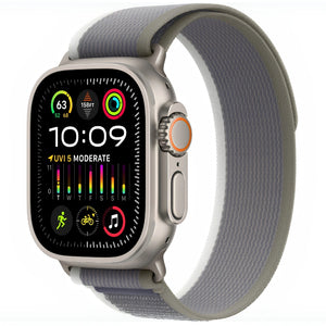 Refurbished Apple Watch Ultra 2 Natural Titanium Case Green Grey Trail Loop