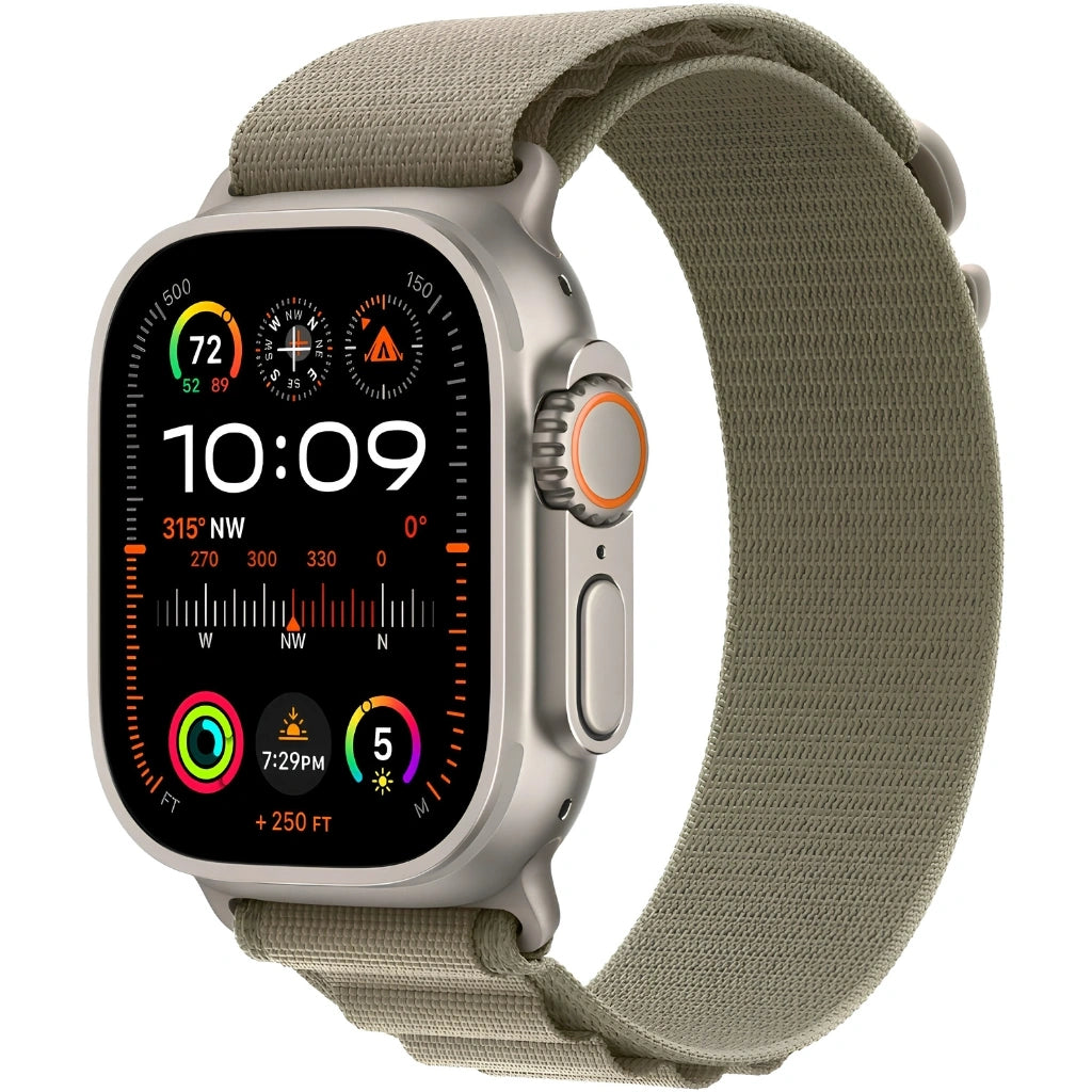 Refurbished Apple Watch Ultra 2 Natural Titanium Case Olive Alpine Loop