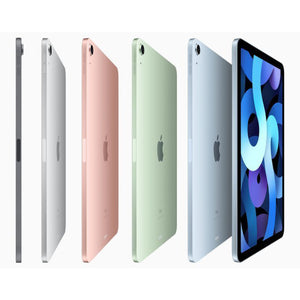 Apple iPad Air 4 Wi-Fi in all color, showcasing the front display and sleek back with a rear camera