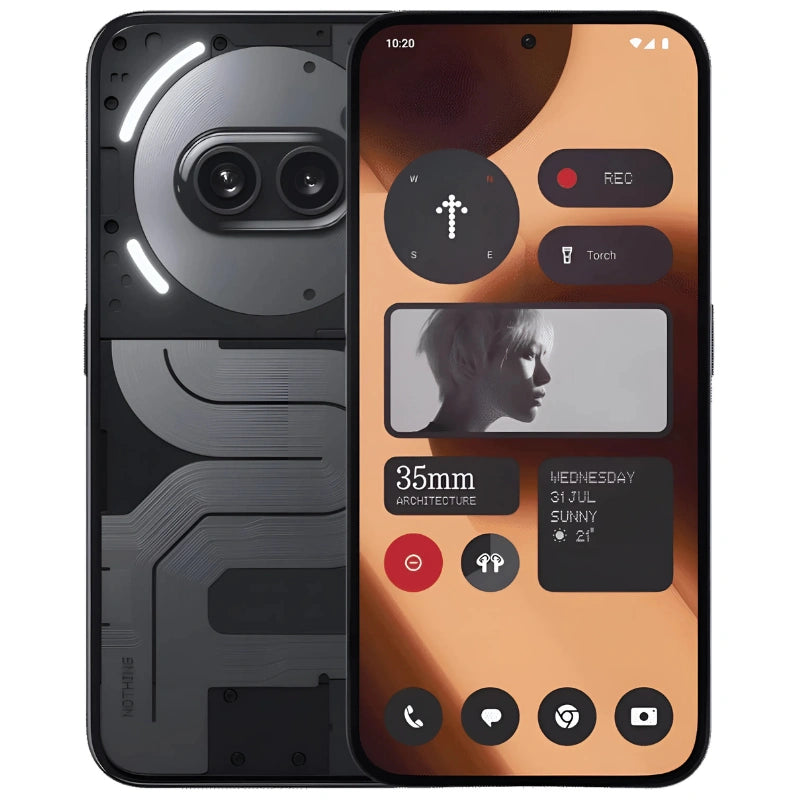 Nothing Phone (2a Plus) in black, featuring a vibrant display, premium design, and dual-camera system for modern aesthetics
