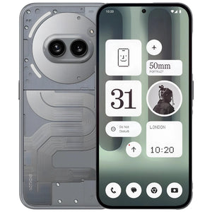 Nothing Phone (2a Plus) in grey, featuring a vibrant display, premium design, and dual-camera system for modern aesthetics