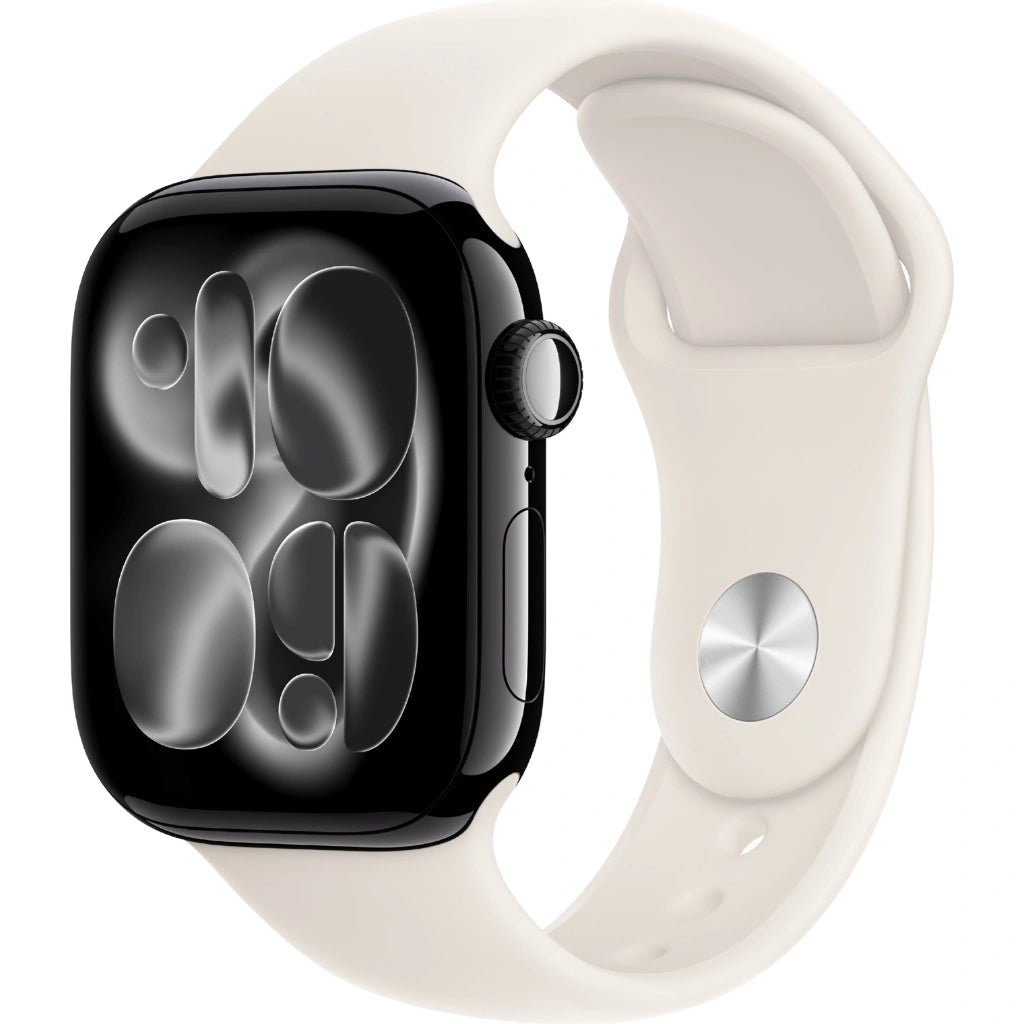 Refurbished Apple Watch Series 11 Jet Black Aluminium Case Starlight Sport Band
