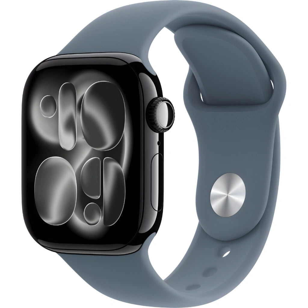 Refurbished Apple Watch Series 11 Jet Black Aluminium Case Anchor Blue Sport Band