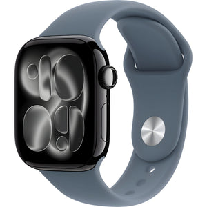 Refurbished Apple Watch Series 11 Jet Black Aluminium Case Anchor Blue Sport Band