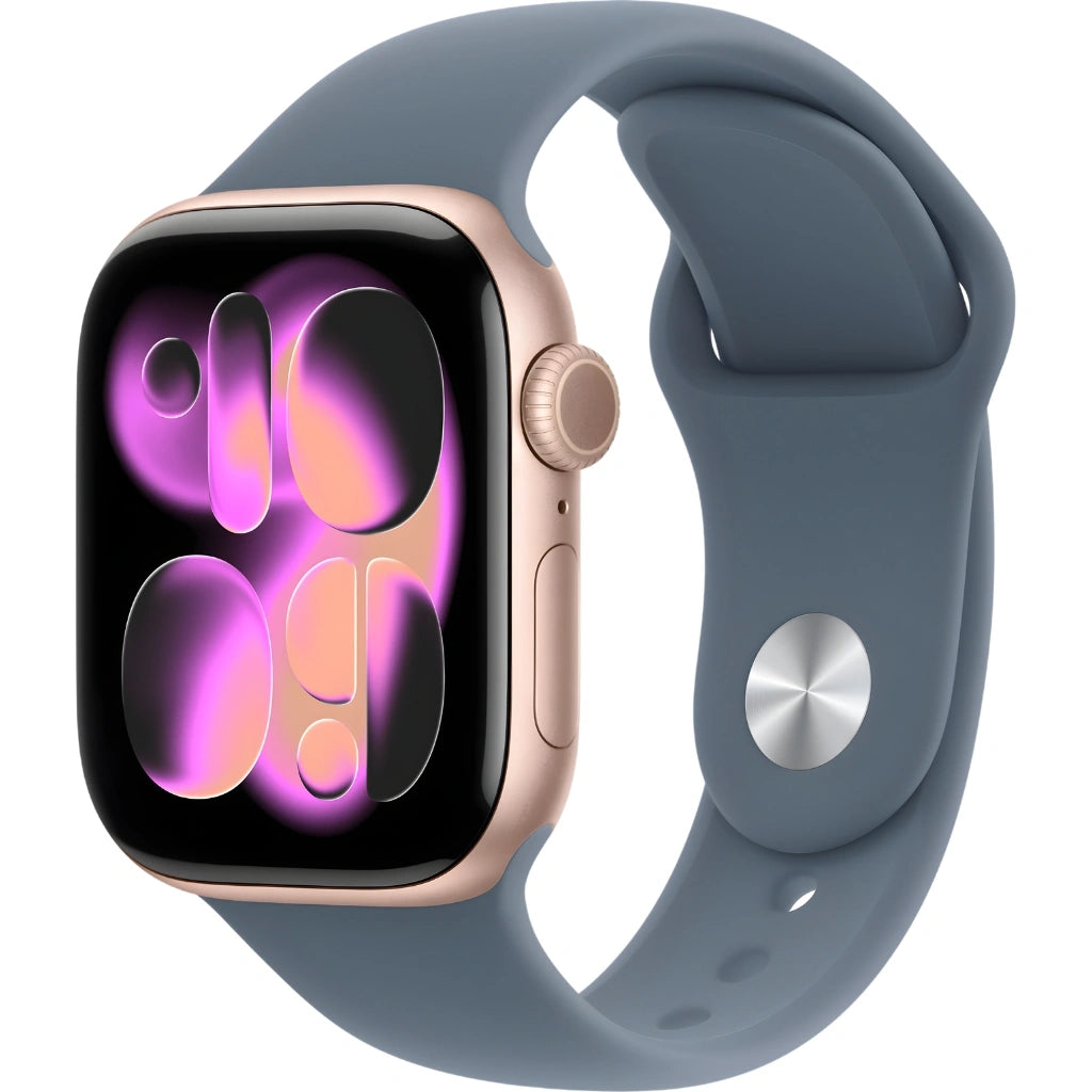 Refurbished Apple Watch Series 11 Rose Gold Aluminium Case Anchor Blue Sport Band