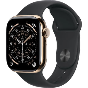 Refurbished Apple Watch Series 11 Gold Titanium Case Black Sport Band