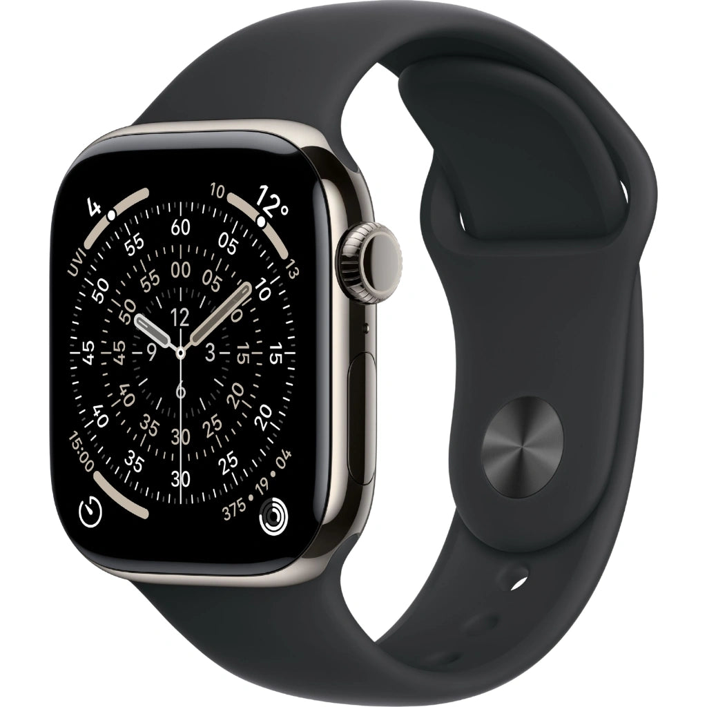 Refurbished Apple Watch Series 11 Natural Titanium Case Black Sport Band
