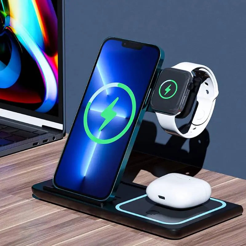 3 in 1 Fast Wireless Charging Station With 18W Power