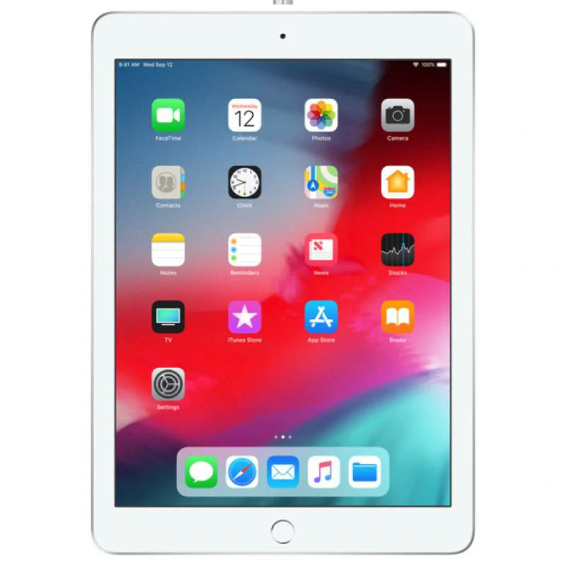 Apple iPad 6 Wi-Fi in Silver, featuring the bright front display 