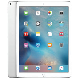 Apple iPad Pro 1st gen 12.9-inch Cellular in Silver, featuring the bright front display and smooth silver back with a rear camera