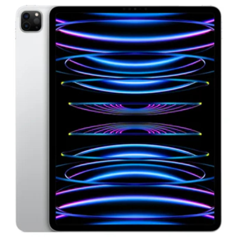 Apple iPad Pro 4th gen 11-inch M2 Cellular in Silver, showcasing the front display and smooth silver back with dual rear cameras