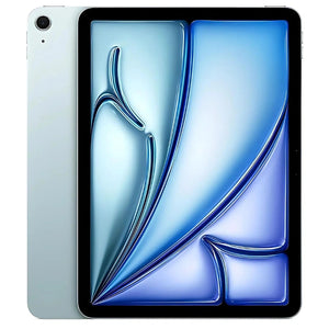 Apple iPad Air 6 M2 in Blue, showcasing the front display and cool blue back with a rear camera