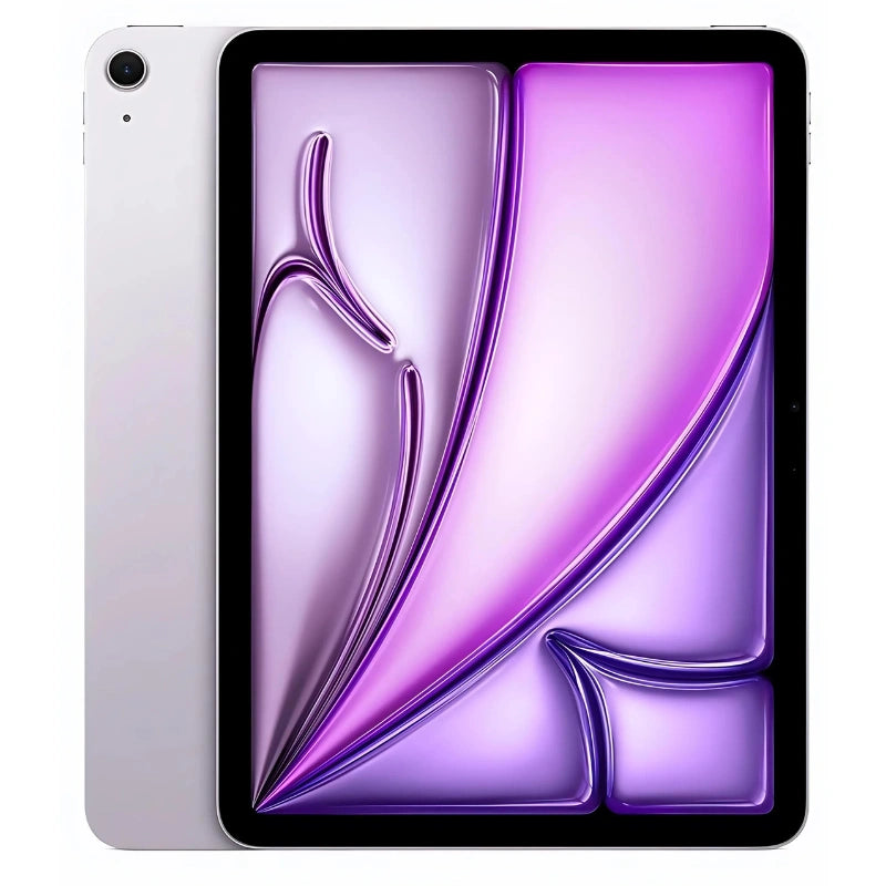 Apple iPad Air 6 M2 in Purple, highlighting the front display and rich purple back with a rear camera