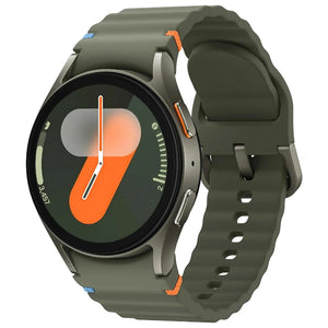 Samsung Galaxy Watch 7 GPS in Green color displayed prominently, highlighting its sleek case, vibrant AMOLED display, and stylish band, exuding a premium look and modern elegance